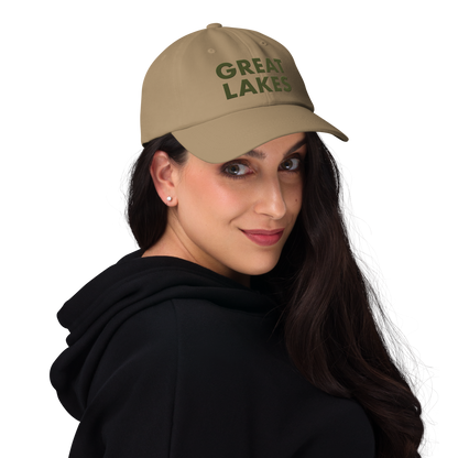 'Great Lakes' Dad Hat (Geometric Sans Font) | Army Green