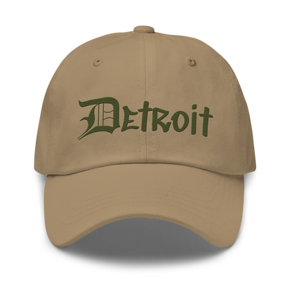 'Detroit' Dad Hat (OED Tag Font) | Army Green