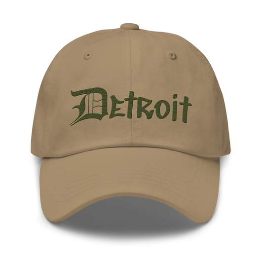 'Detroit' Dad Hat (OED Tag Font) | Army Green