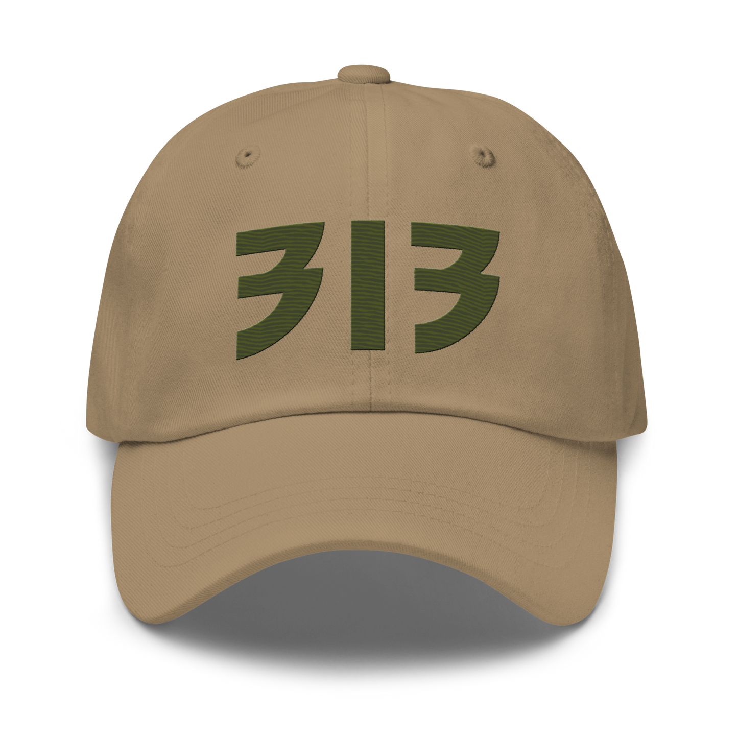 Detroit '313' Dad Hat (Glam Rock Font) | Army Green