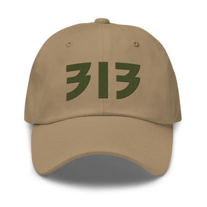 Detroit '313' Dad Hat (Glam Rock Font) | Army Green