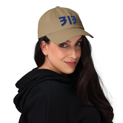 Detroit '313' Dad Hat (Glam Rock Font) | Dearborn Blue