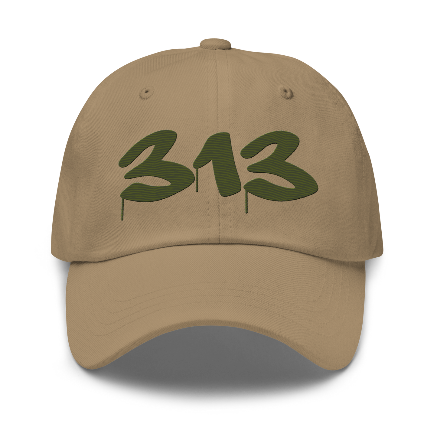 Detroit '313' Dad Hat (Tag Font) | Army Green