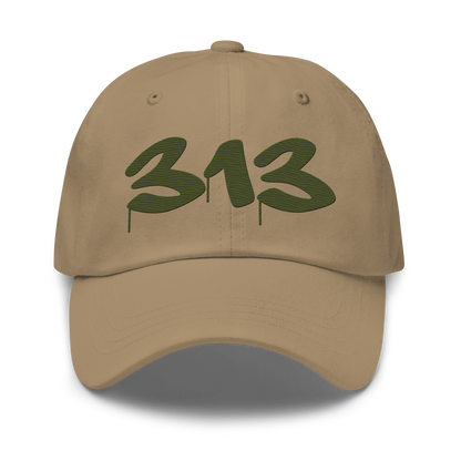 Detroit '313' Dad Hat (Tag Font) | Army Green