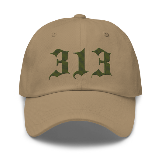 Detroit '313' Dad Hat (Old English Font) | Army Green