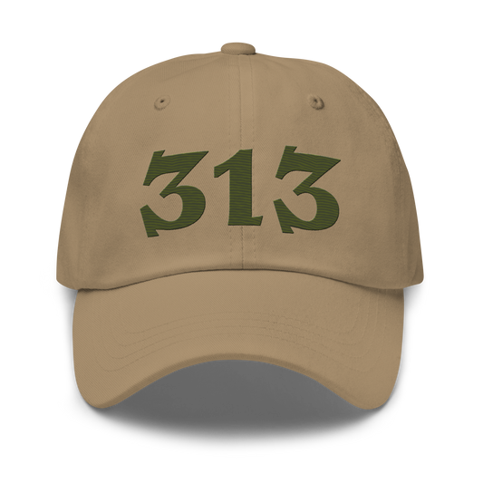 Detroit '313' Dad Hat (Angry Font) | Army Green