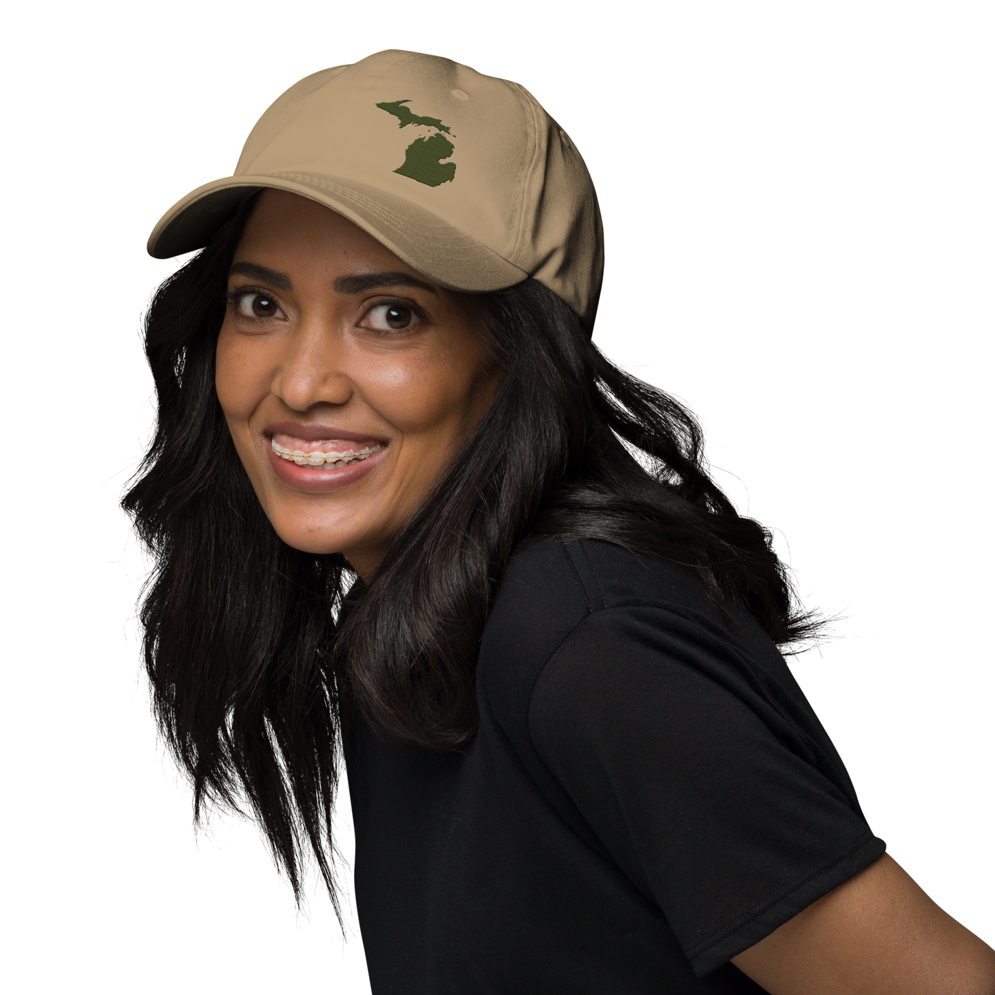 Michigan Dad Hat | Army Green Outline