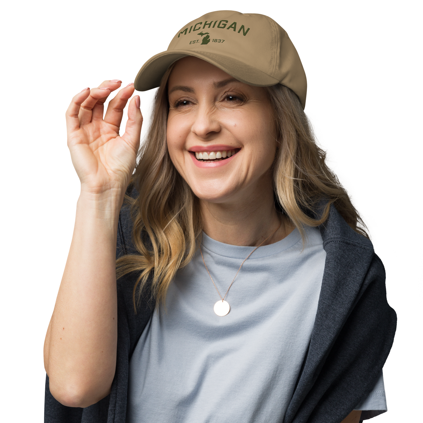 'Michigan EST 1837' Dad Hat (Athletic Font) | Army Green