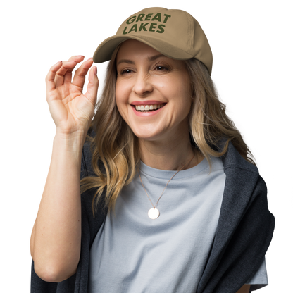 'Great Lakes' Dad Hat (Geometric Sans Font) | Army Green