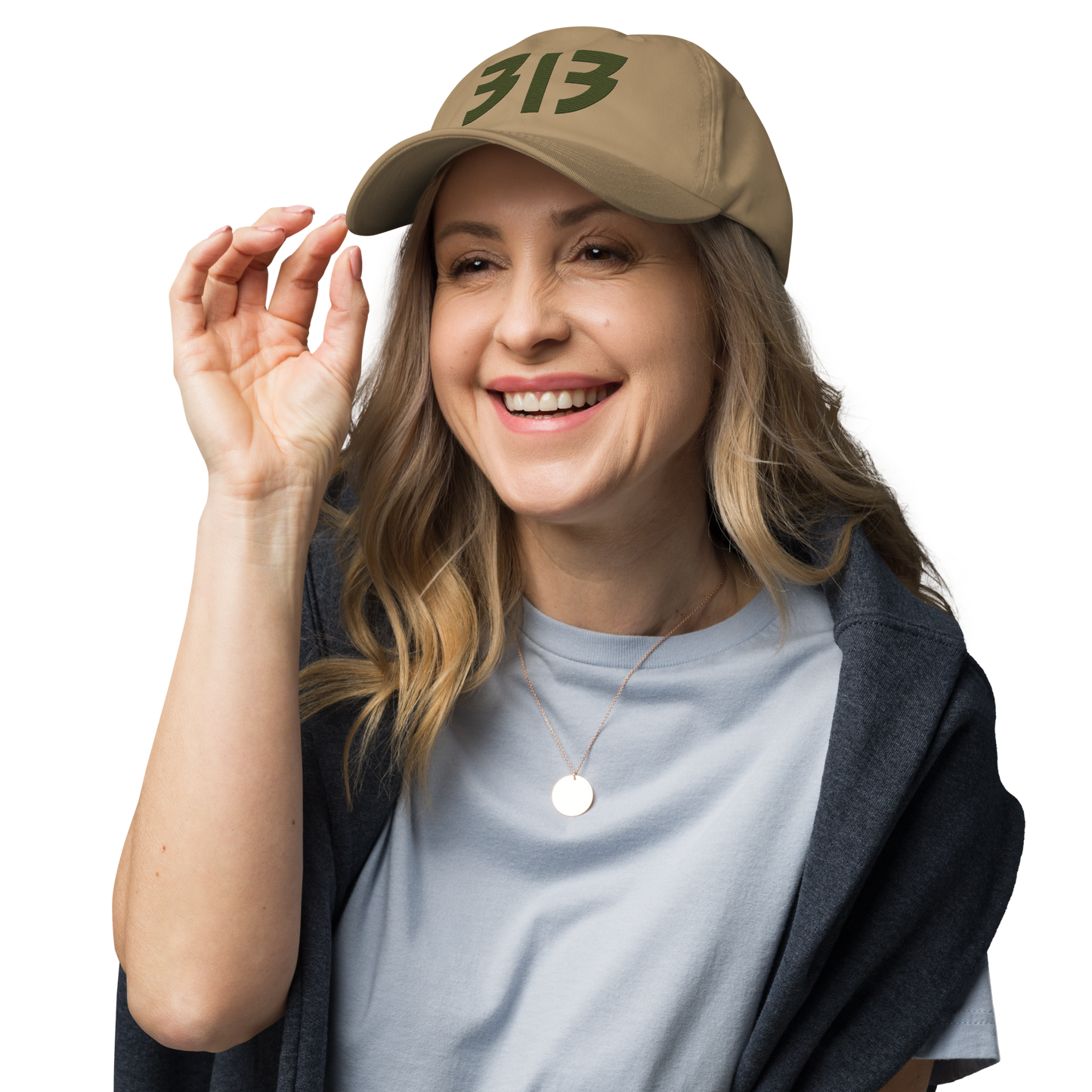 Detroit '313' Dad Hat (Glam Rock Font) | Army Green