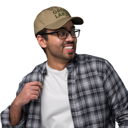 'Great Lakes' Dad Hat (Geometric Sans Font) | Army Green