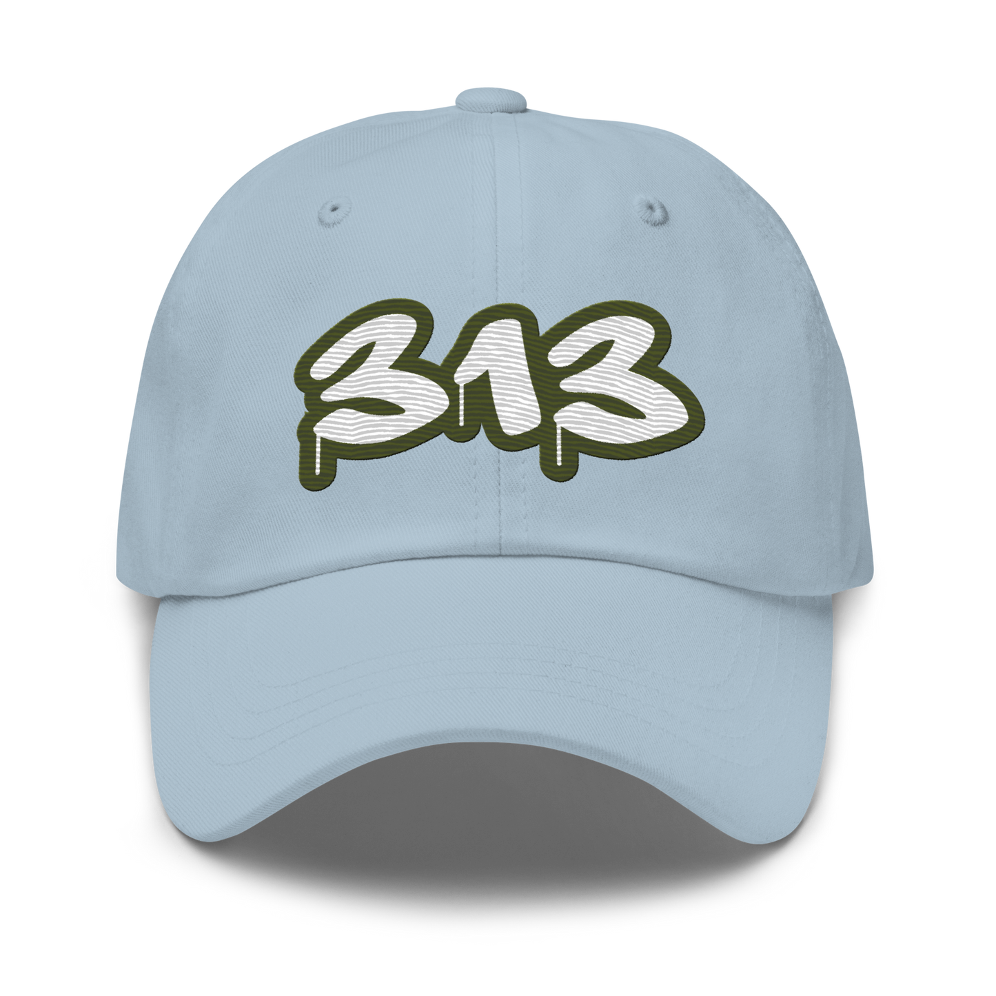 Detroit '313' Dad Hat (Army Green Tag Font)