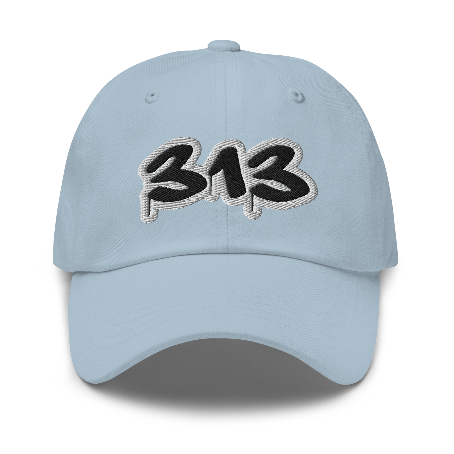 Detroit '313' Dad Hat (Black/White Tag Font)