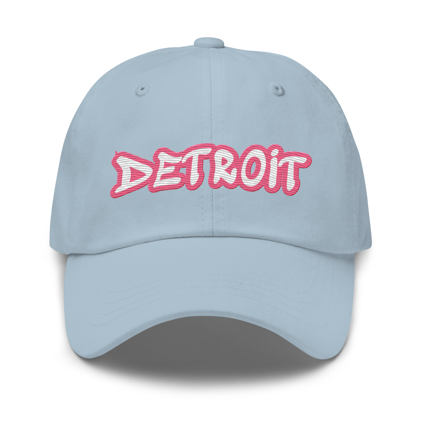 'Detroit' Dad Hat (Rhodochrosite Pink Tag Font)