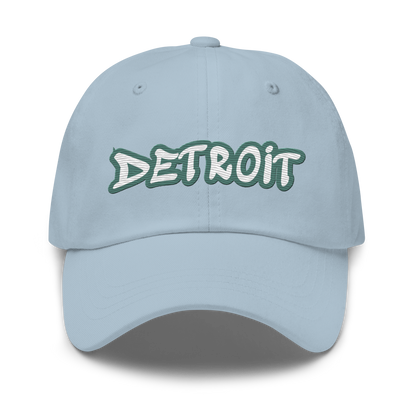 'Detroit' Dad Hat (Copper Green Tag Font)