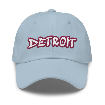 'Detroit' Dad Hat (Ruby Red Tag Font)