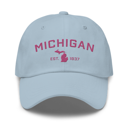 'Michigan EST 1837' Dad Hat (Athletic Font) | Apple Blossom Pink