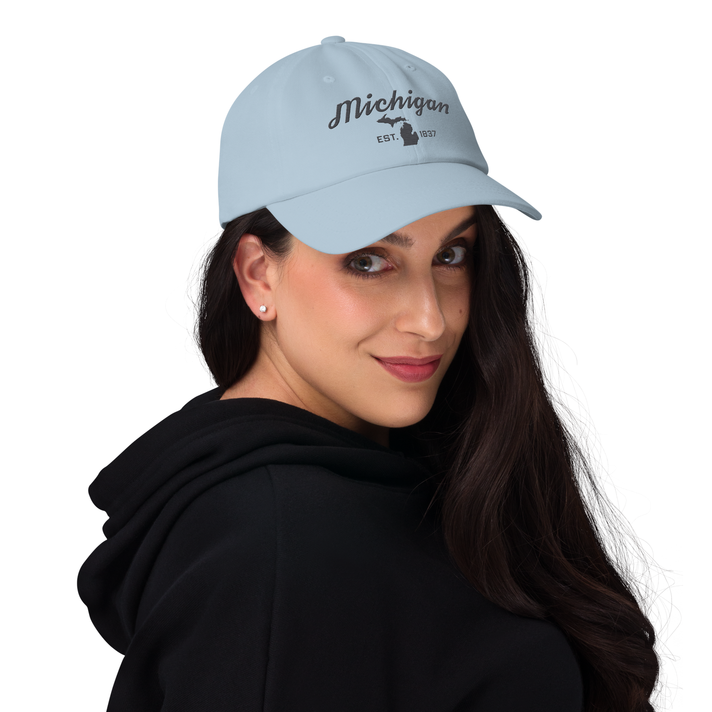 'Michigan EST 1837' Dad Hat (Script Font) | Iron Ore Grey