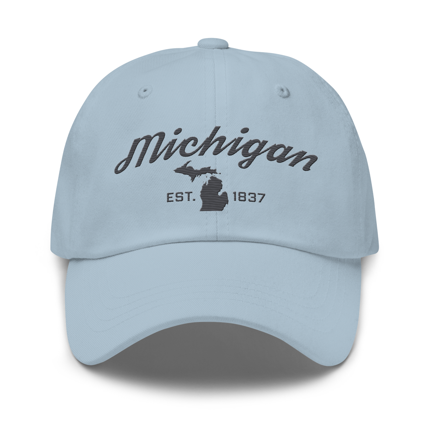 'Michigan EST 1837' Dad Hat (Script Font) | Iron Ore Grey