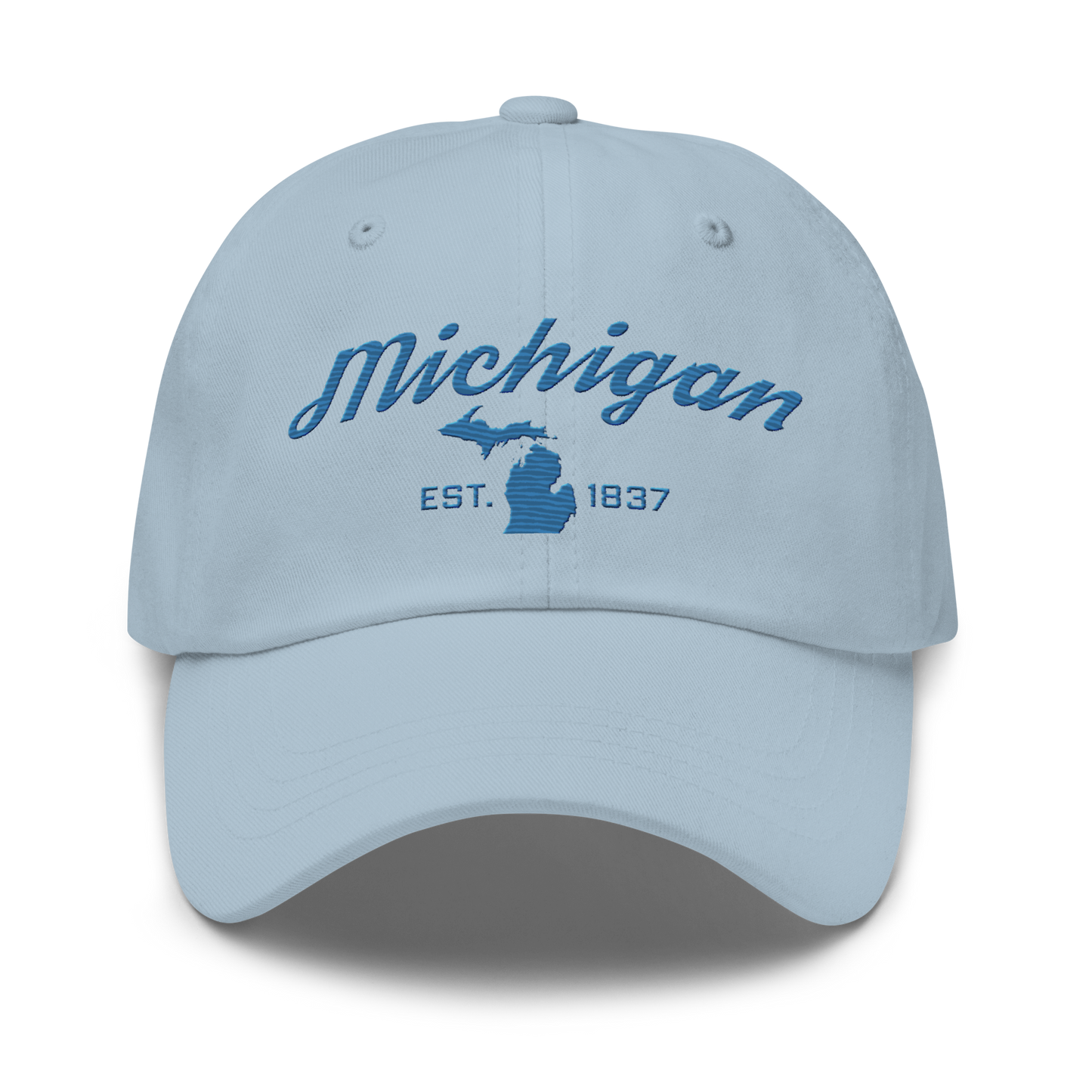 'Michigan EST 1837' Dad Hat (Script Font) | Superior Blue