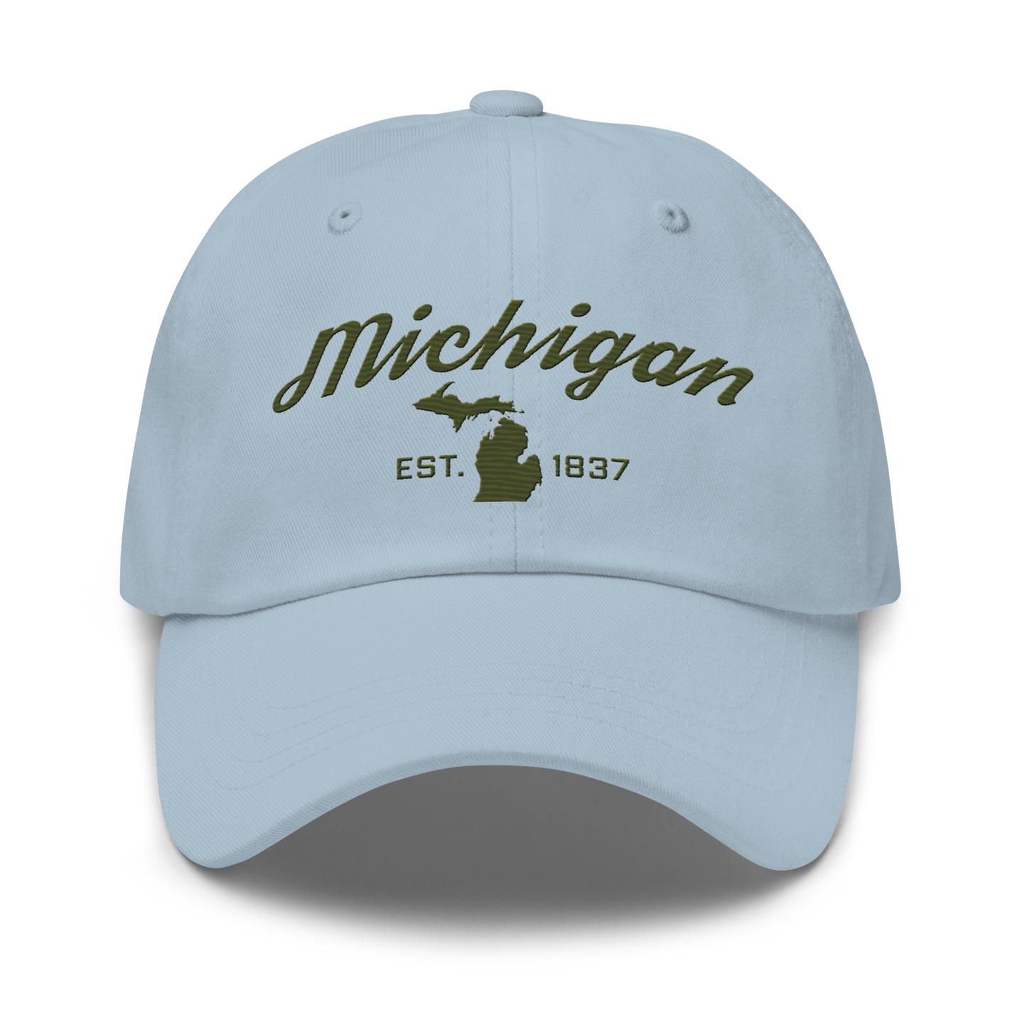 'Michigan EST 1837' Dad Hat (Script Font) | Army Green