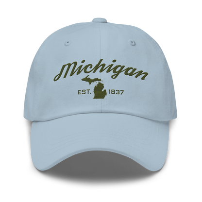 'Michigan EST 1837' Dad Hat (Script Font) | Army Green