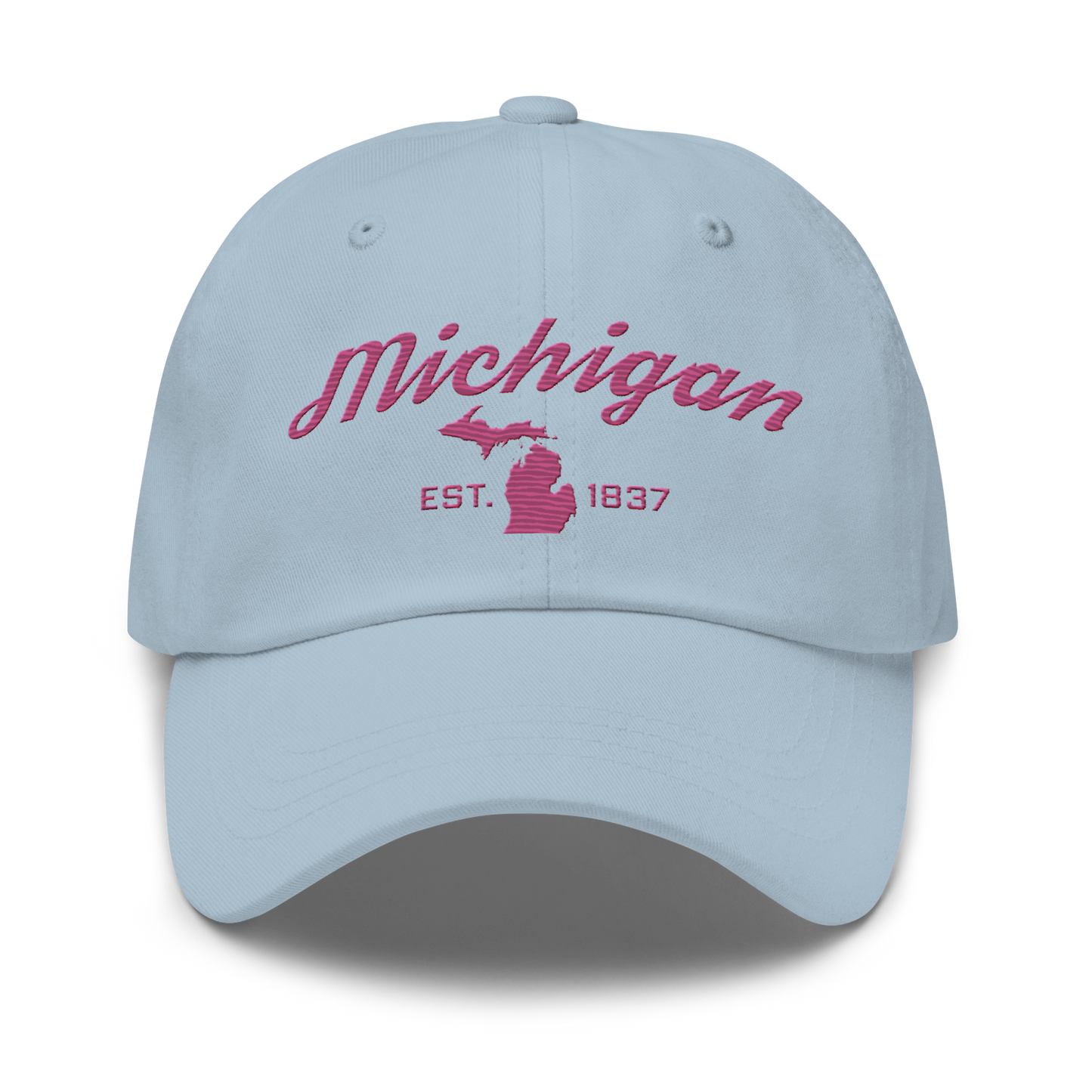 'Michigan EST 1837' Dad Hat (Script Font) | Apple Blossom Pink