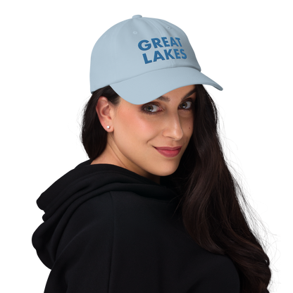 'Great Lakes' Dad Hat (Geometric Sans Font) | Superior Blue