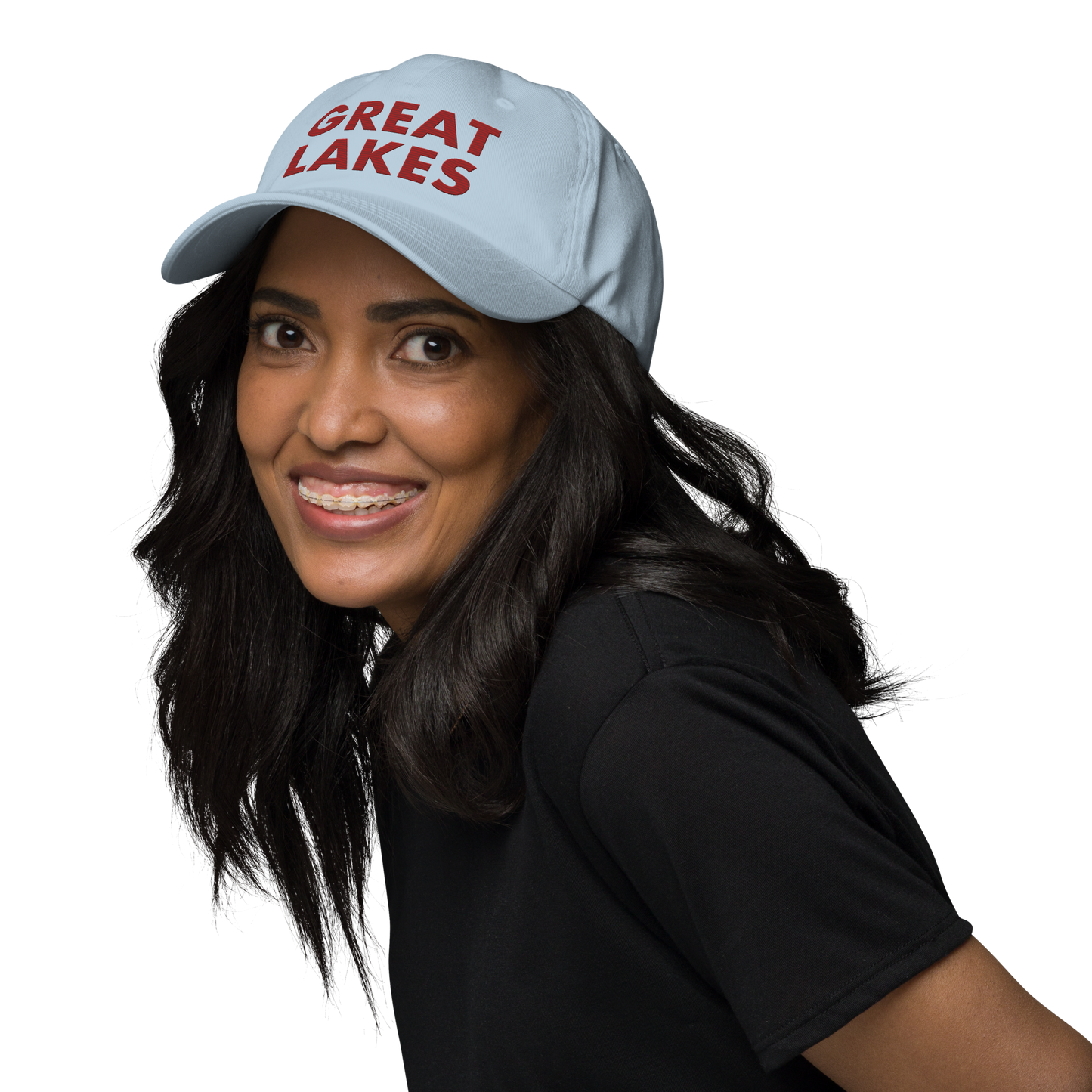 'Great Lakes' Dad Hat (Geometric Sans Font) | Thimbleberry Red