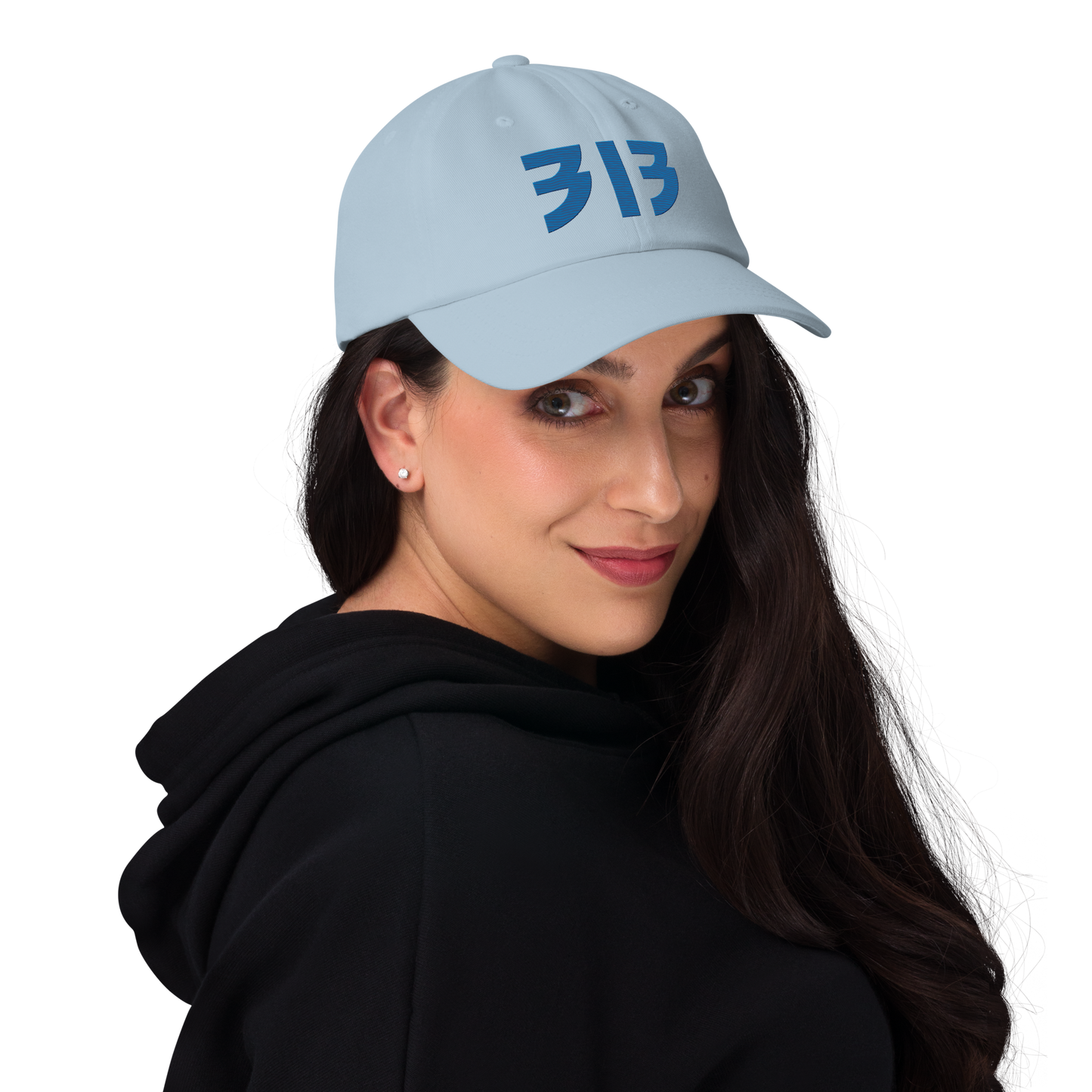 Detroit '313' Dad Hat (Glam Rock Font) | Azure