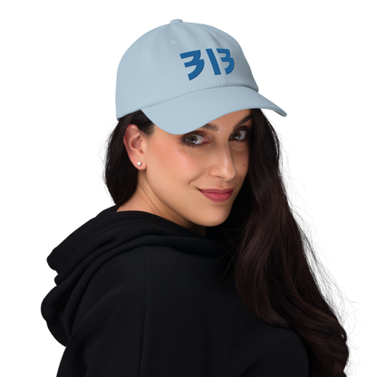 Detroit '313' Dad Hat (Glam Rock Font) | Azure