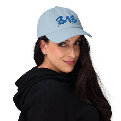 Detroit '313' Dad Hat (Tag Font) | Azure