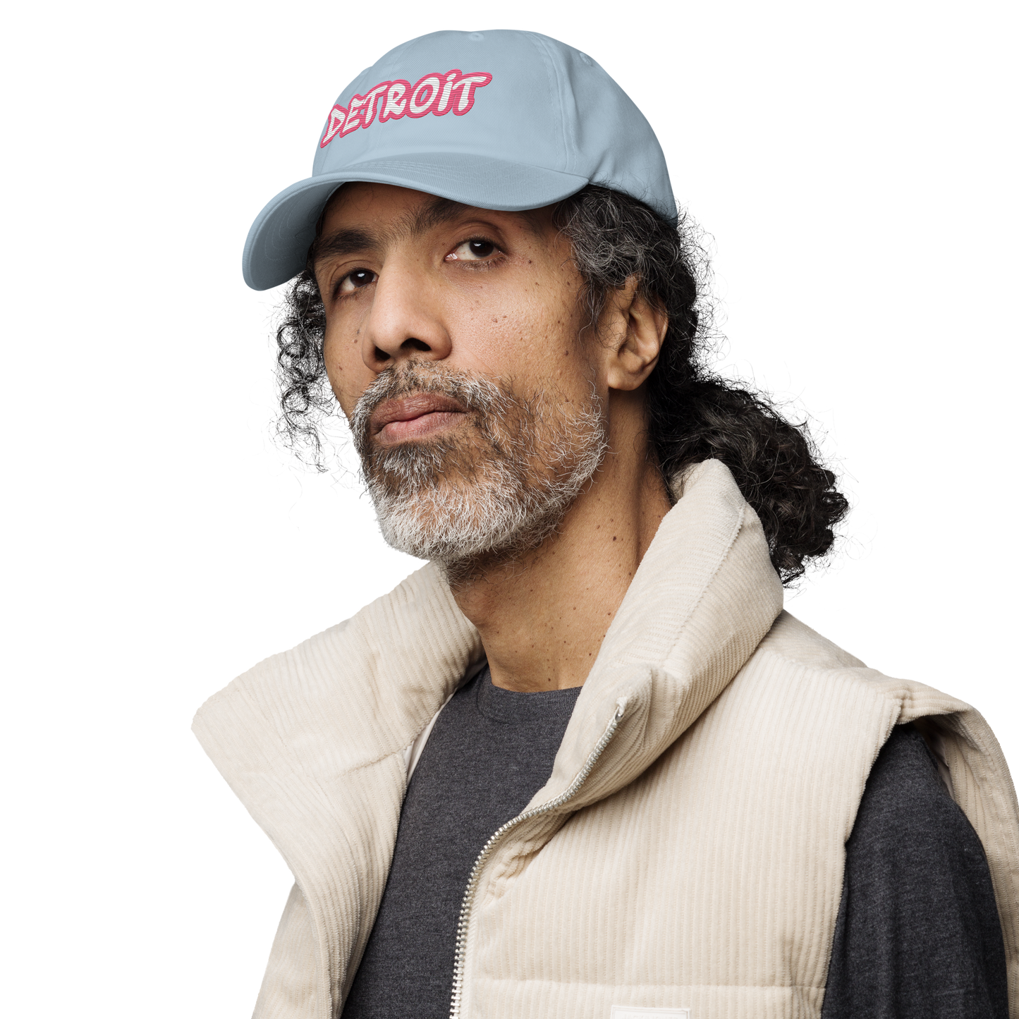 'Detroit' Dad Hat (Rhodochrosite Pink Tag Font)