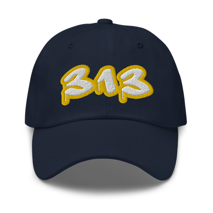 Detroit '313' Dad Hat (Tag Font w/ Gold Stroke)