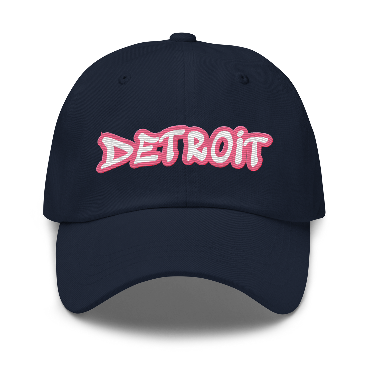 'Detroit' Dad Hat (Rhodochrosite Pink Tag Font)