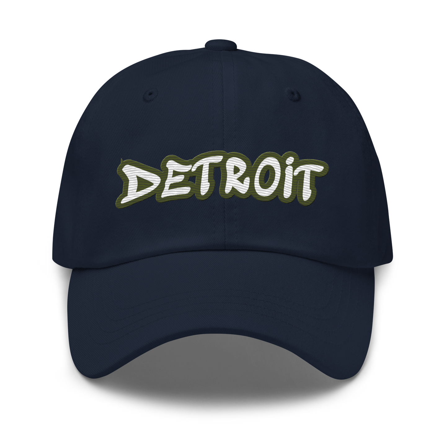 'Detroit' Dad Hat (Army Green Tag Font)