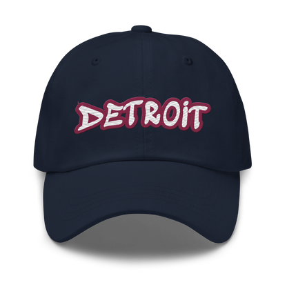 'Detroit' Dad Hat (Ruby Red Tag Font)