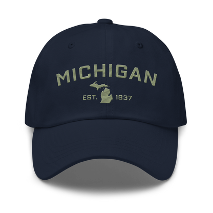 'Michigan EST 1837' Dad Hat (Athletic Font) | Beachgrass Green