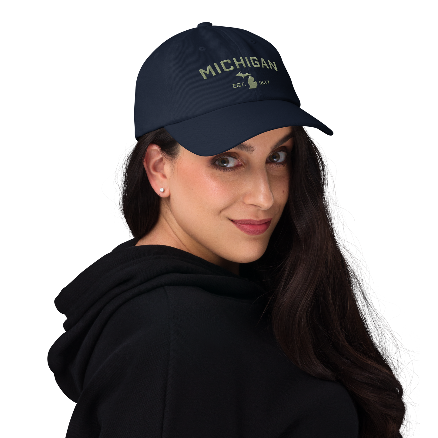 'Michigan EST 1837' Dad Hat (Athletic Font) | Beachgrass Green