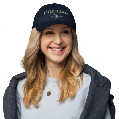 'Michigan EST 1837' Dad Hat (Athletic Font) | Beachgrass Green