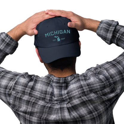 'Michigan EST 1837' Dad Hat (Athletic Font) | Huron Blue