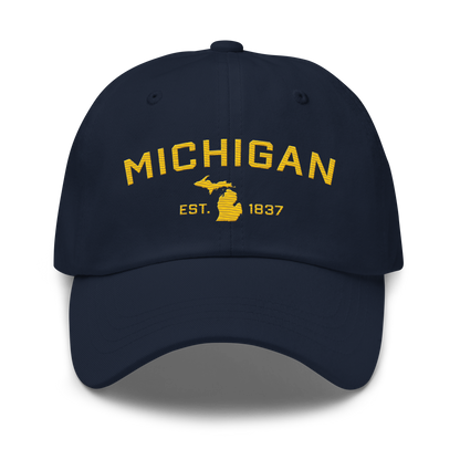 'Michigan EST 1837' Dad Hat (Athletic Font) | Gold