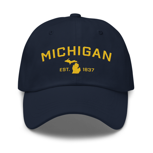 'Michigan EST 1837' Dad Hat (Athletic Font) | Gold