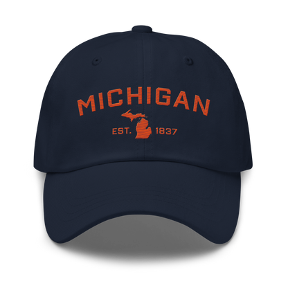 'Michigan EST 1837' Dad Hat (Athletic Font) | Maple Leaf Orange