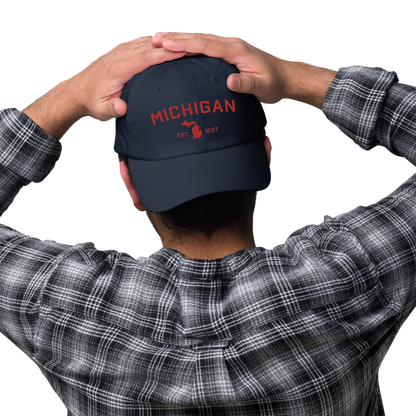 'Michigan EST 1837' Dad Hat (Athletic Font) | Aliform Red