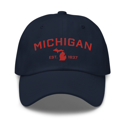 'Michigan EST 1837' Dad Hat (Athletic Font) | Aliform Red