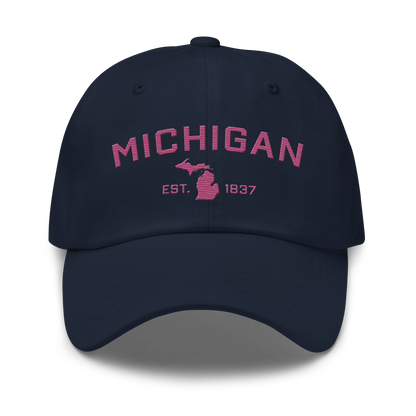 'Michigan EST 1837' Dad Hat (Athletic Font) | Apple Blossom Pink