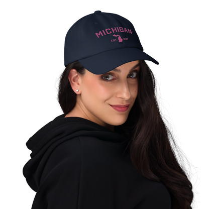 'Michigan EST 1837' Dad Hat (Athletic Font) | Apple Blossom Pink