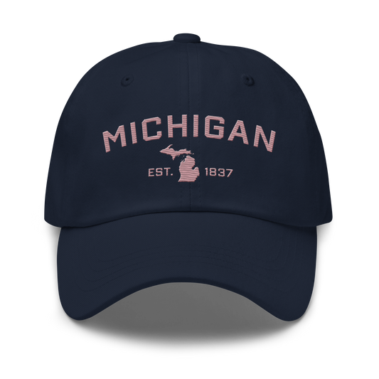 'Michigan EST 1837' Dad Hat (Athletic Font) | Cherry Blossom Pink