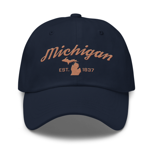 'Michigan EST 1837' Dad Hat (Script Font) | Copper